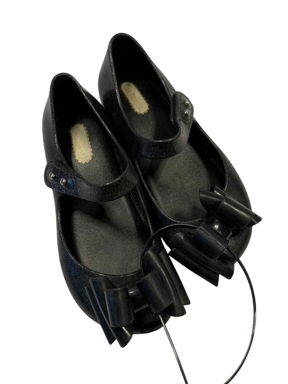 Mini Melissa Black Girls' Mary Jane Dress Shoes with Bow